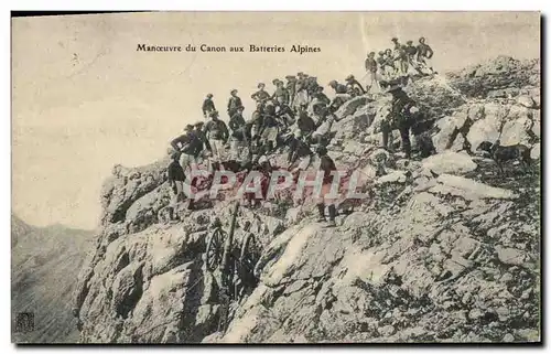 Cartes postales Militaria Chasseurs Alpins Manoeuvre du canon aux batteries alpines