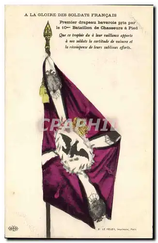Cartes postales Militaria Chasseurs Alpins Premier drapeau bavarois pris par le 10eme bataillon de chasseurs a p