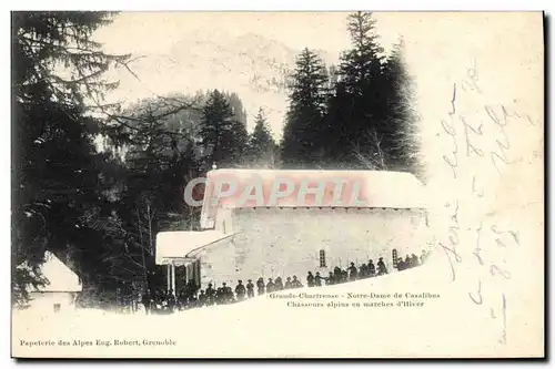 Cartes postales Militaria Chasseurs Alpins en marches d&#39hiver Grande Chartreuse Notre Dame de Casalibus