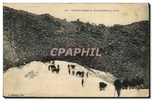 Cartes postales Militaria Chasseurs Alpins en reconnaissance