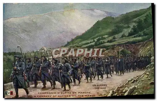 Ansichtskarte AK Militaria Chasseurs Alpins Compagnie d&#39alpins en marche