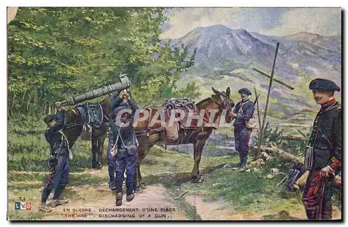 Ansichtskarte AK Militaria Chasseurs Alpins Dechargement d&#39une piece