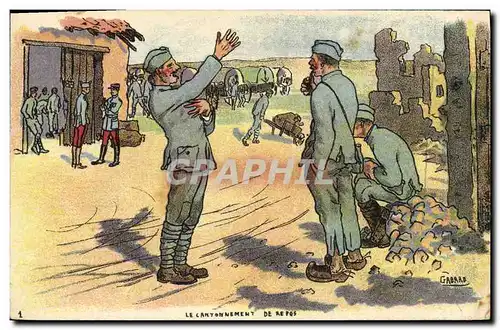 Cartes postales Militaria Le cantonnement de repos