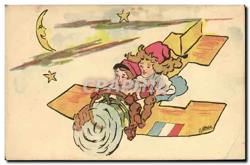 Cartes postales Militaria Enfants Avion Aviation