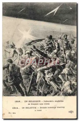 Cartes postales Militaria En Belgique Infanterie anglaise se tracant une route