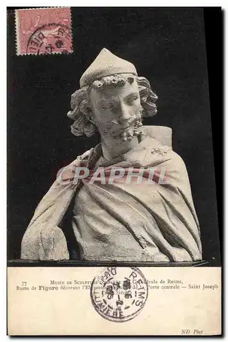 Cartes postales Cathedrale de Reims Buste de figure Saint Joseph