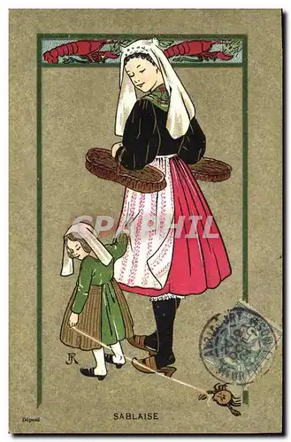 Cartes postales Folklore Sablaise Enfant Crabe