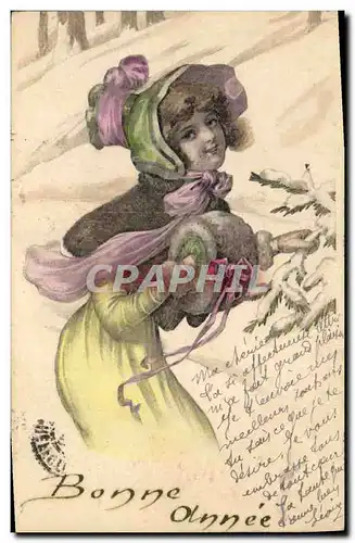 Cartes postales Fantaisie Illustrateur Femme Bonne annee