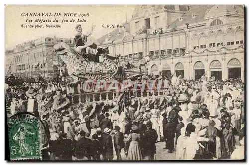 Cartes postales Carnaval de Nice 1908 Les mefaits du jeu de loto