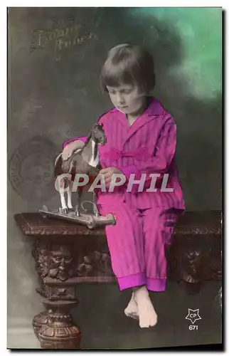 Cartes postales Enfant Cheval de bois