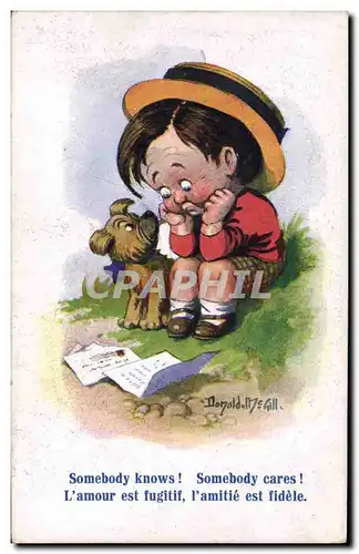 Cartes postales Fantaisie Illustrateur Donald Mc Gill Enfant Chien