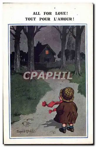 Cartes postales Fantaisie Illustrateur Donald Mc Gill Enfant All for love !