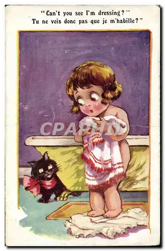 Cartes postales Fantaisie Illustrateur Enfant Chat Chaton