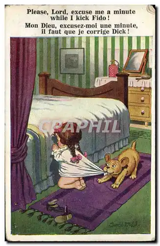 Cartes postales Fantaisie Illustrateur Donald Mc Gill Enfant Chien