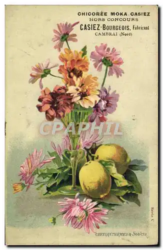 Cartes postales Fantaisie Fleurs Chrystanthemes & Soucis Casiez Bourgeois