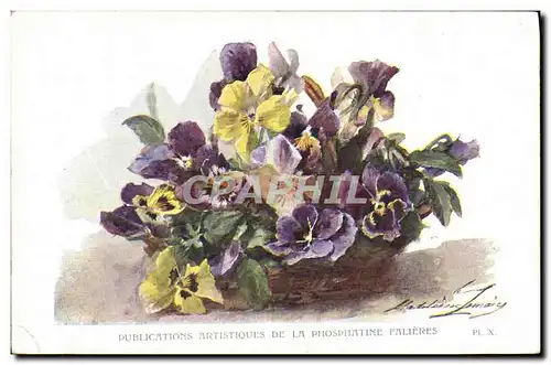 Cartes postales Fantaisie Fleurs Phosphatine Falieres