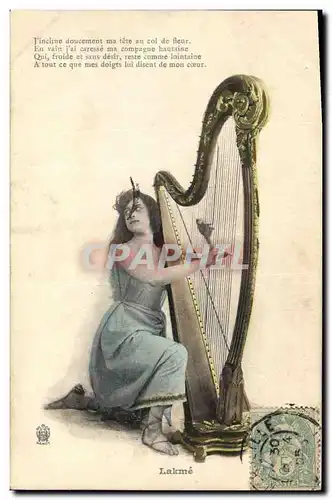 Cartes postales Femme Harpe Lakme