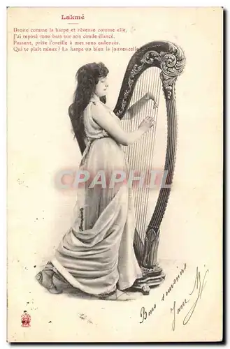 Cartes postales Femme Harpe Lakme