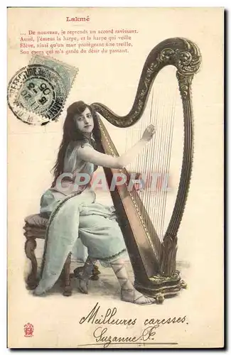 Cartes postales Femme Harpe Lakme