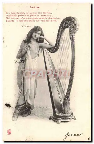 Ansichtskarte AK Femme Harpe Lakme