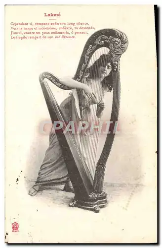 Cartes postales Femme Harpe Lakme