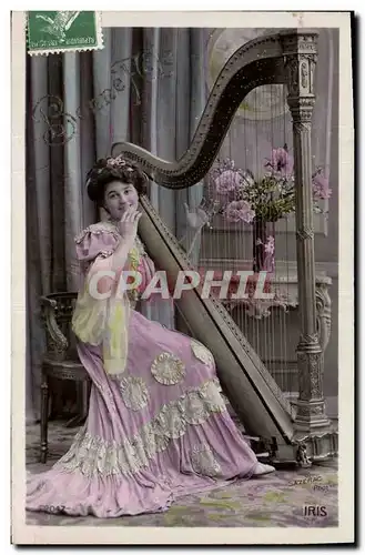 Cartes postales Femme Harpe