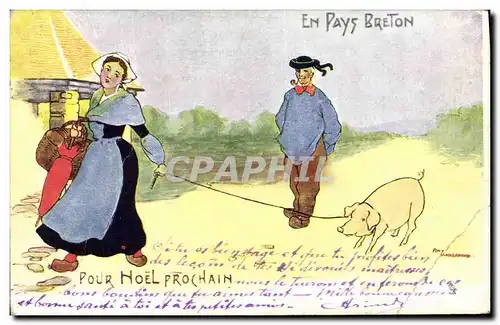 Cartes postales Cochon Porc En pays breton Felle Pour Noel prochain