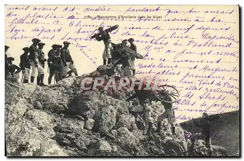 Ansichtskarte AK Militaria Chasseurs Alpins Manoeuvres d&#39artillerie dans les Alpes