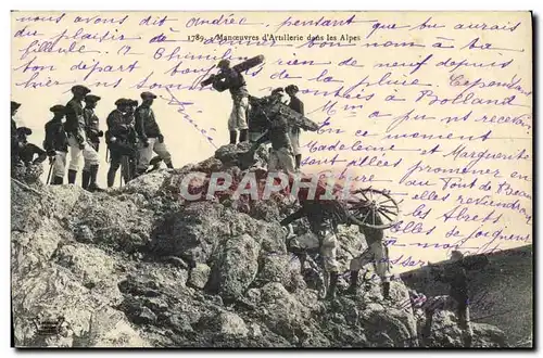 Cartes postales Militaria Chasseurs Alpins Manoeuvres d&#39artillerie dans les Alpes