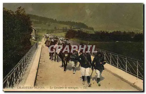 Cartes postales Militaria Chasseurs Alpins La cavalerie de montagne