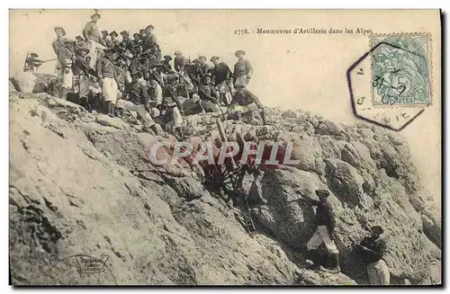 Ansichtskarte AK Militaria Chasseurs Alpins Manoeuvres d&#39artillerie dans les Alpes