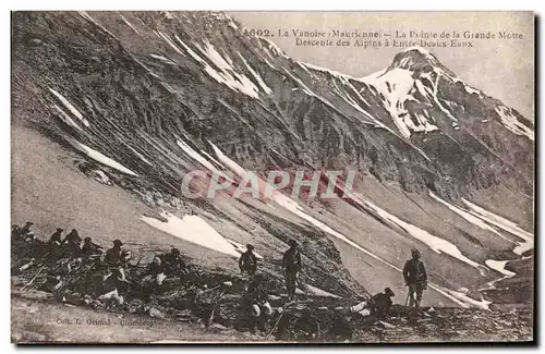 Cartes postales Militaria Chasseurs Alpins La Vanoise Maurienne La pointe de la Grande Motte Descente des Alpins