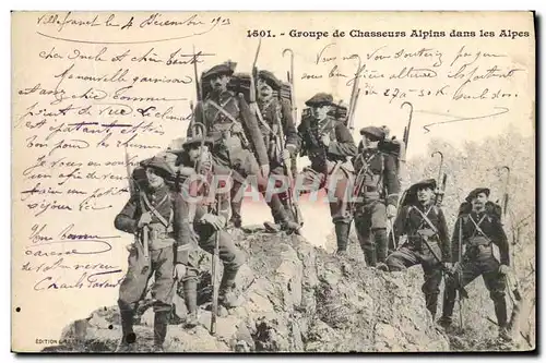 Ansichtskarte AK Militaria Chasseurs Alpins Groupe de chasseurs alpins dans les Alpes