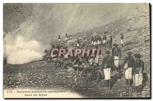 Cartes postales Militaria Chasseurs Alpins Batteries alpines en manoeuvres dans les Alpes