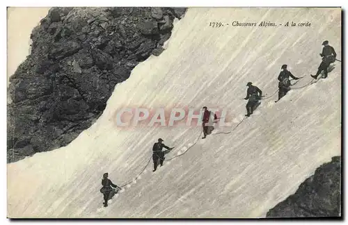 Cartes postales Militaria Chasseurs Alpins A la corde Alpinisme