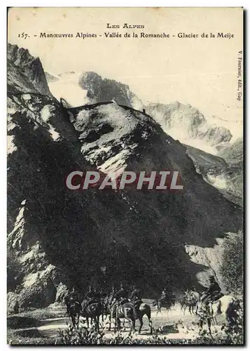 Ansichtskarte AK Militaria Chasseurs Alpins Manoeuvres Alpines Vallee de la Romanche Glacier de la Meije Cheval