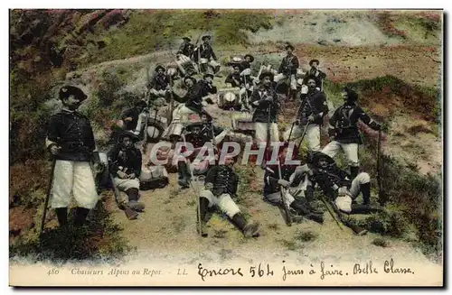 Cartes postales Militaria Chasseurs Alpins au repos