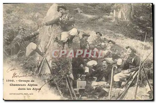Cartes postales Militaria Chasseurs Alpins dans les Alpes