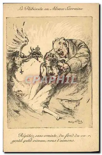 Cartes postales Militaria Le plebiscite en Alsace Lorraine Aigle