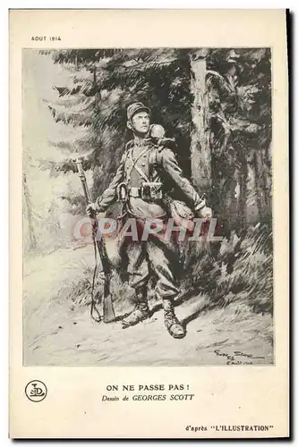 Cartes postales Militaria On ne passe pas Scott L&#39illustration