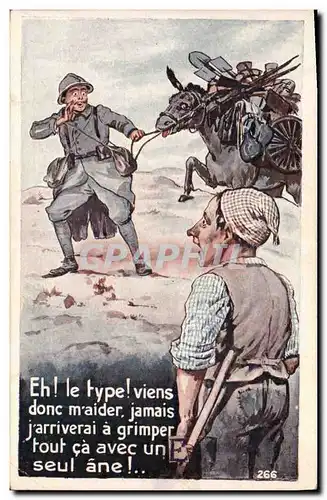 Cartes postales Militaria Eh le type Ane Mule