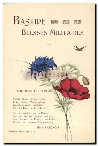 Cartes postales Militaria Bastide Blesses militaires Meste Pascaou
