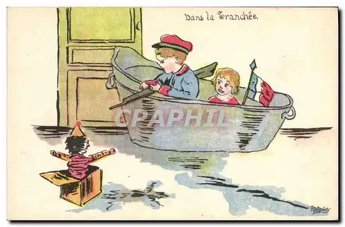 Cartes postales Militaria Enfants Dans la Tranchee Orphelinat des Armees