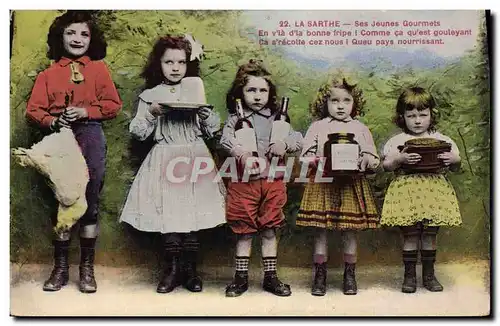 Ansichtskarte AK Folklore La Sarthe Ses jeunes Gourmets Enfants