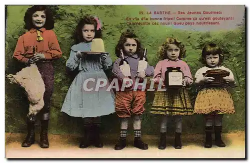 Ansichtskarte AK Folklore La Sarthe Ses jeunes gourmets Enfants