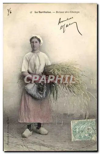 Cartes postales Folklore La Sarthoise Retour des champs