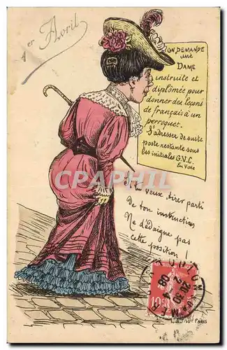 Cartes postales Fantaisie Illustrateur Femme On demande une dame