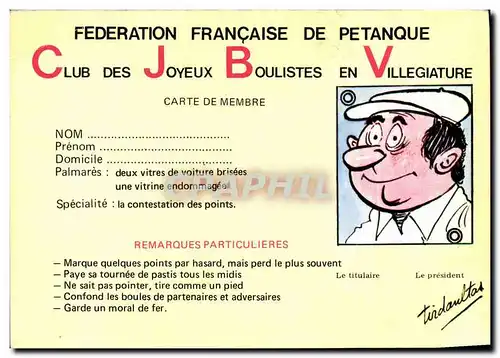 Cartes postales moderne Petanque Federation Francaise Club des joyeux boulistes en villegiature