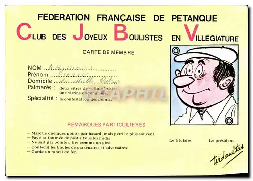 Cartes postales moderne Petanque Federation Francaise Club des joyeux boulistes en villegiature