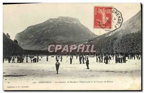 Cartes postales Petanque Grenoble Les joueurs de boules a l&#39esplanade et le Casque de Neron
